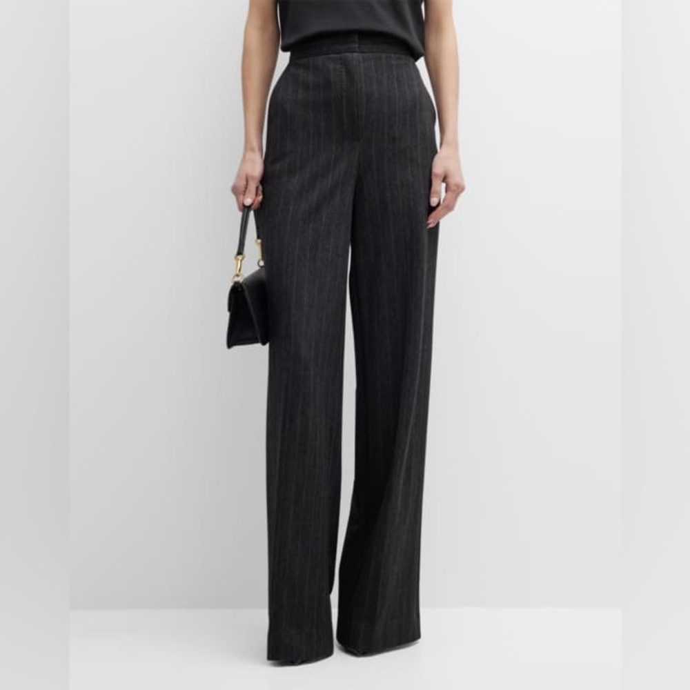 MaxMara Rea Pinstripe Twill Wide Leg Pants Size 12